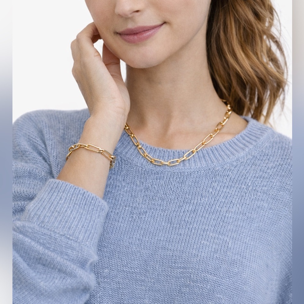 Chunky Gold Chain Statement Necklace and Bracelet Set